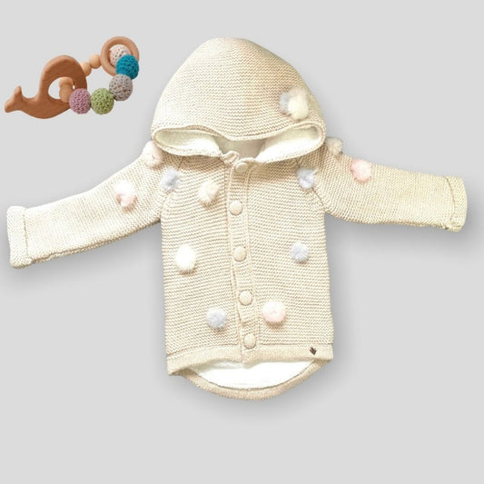Baby Strickjacke mit Bommel