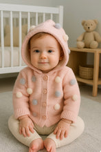 Laden Sie das Bild in den Galerie-Viewer, Baby Strickjacke mit Bommel
