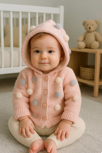 Baby Strickjacke mit Bommel