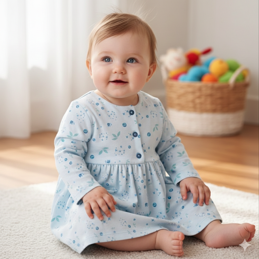 Blueberry Baby-Kleid Hellblau mit Knöpfen